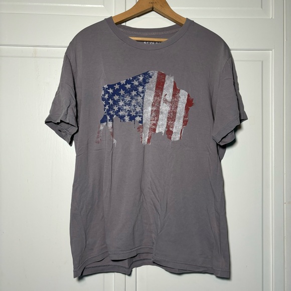 Buffalo American Flag Gray Graphic T-Shirt Tee L USA - Picture 1 of 4